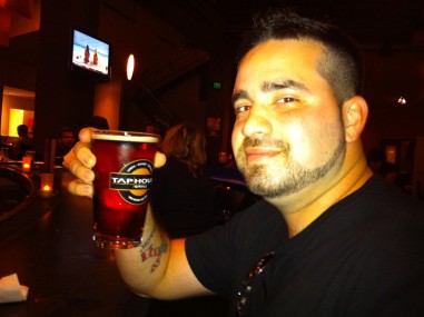 Farva drinking, of all things, a beer